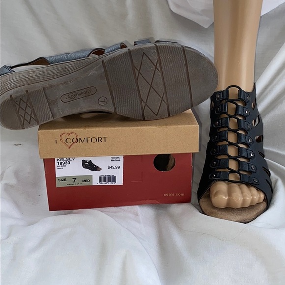 Sears iComfort Women's Black Zippered-Heel Gladiator Sandals - Picture 4 of 6